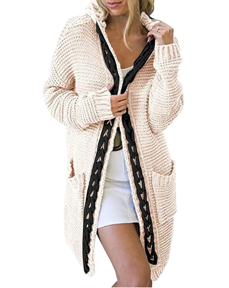 Onsoyours Cardigan Femme Hiver Long Tricoté à Capuche – Gilet Oversize Épais Et Chaud, Style Boyfriend Décontracté