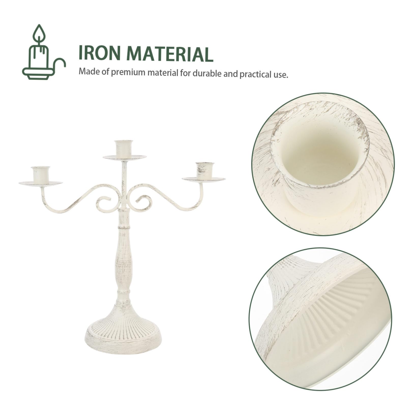 Candelabro Multi-braccio in Ferro Bianco, Stile Vintage