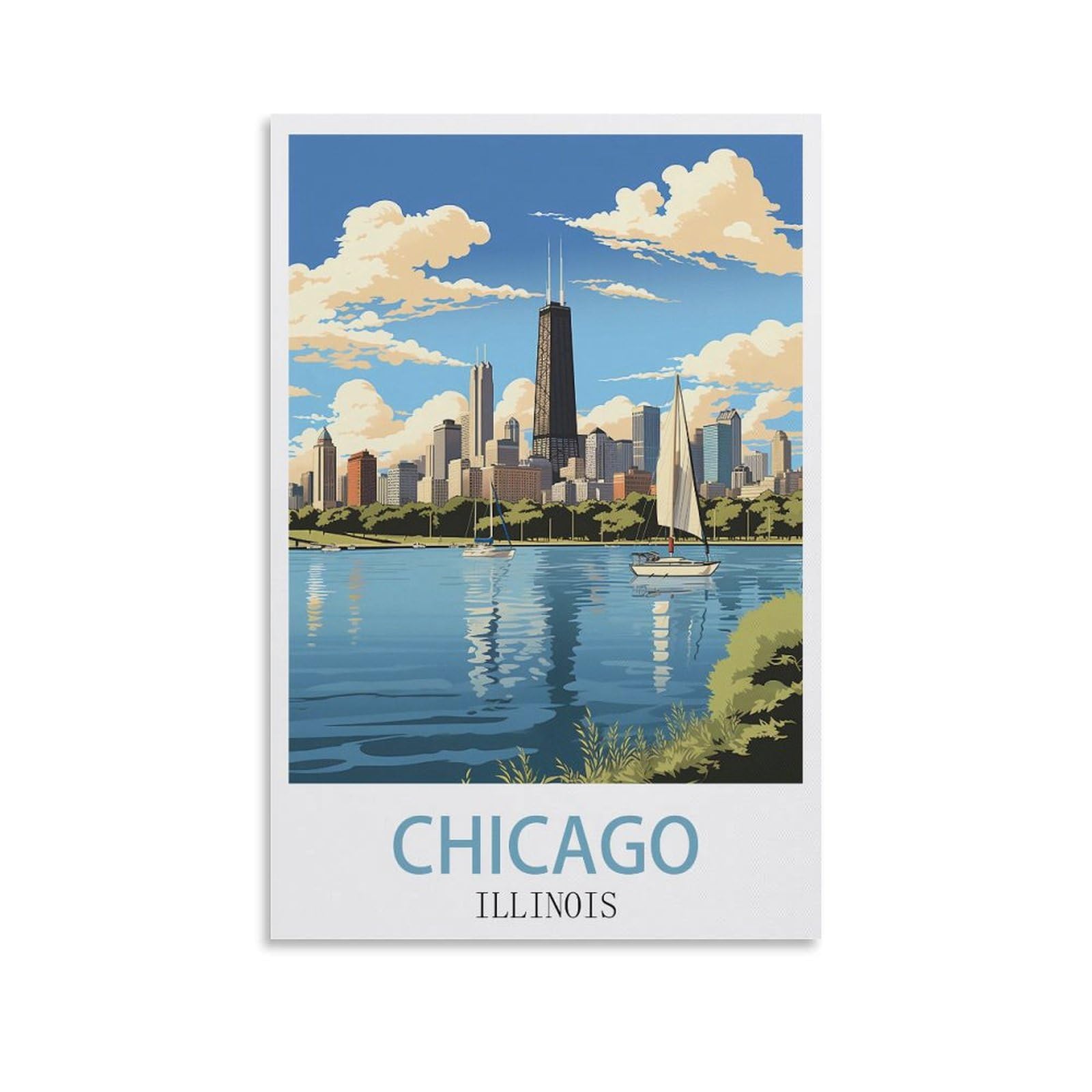 EZMLFA 5D Diamond Painting Kits,Chicago Illinois City Diamond Art Kits Adults, Create Your Own Diamond Painting Full Drill Gifts for Home Decor 40x40cm