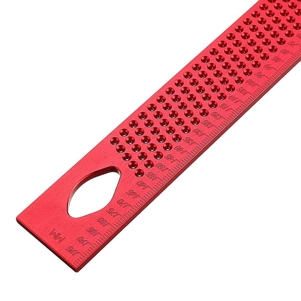 VIDOO Kątownik Stolarski Typ L Stop Aluminium Metryczna Linijka do Pozycjonowania Otworów i Trasowania-160mm