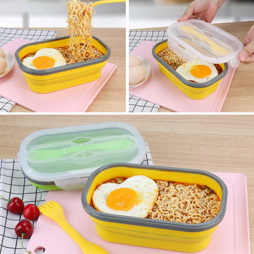 4 Boîtes Repas Pliables En Silicone - Sans BPA - Micro-ondable, Lave-vaisselle - 350ml à 1200ml - Multicolor
