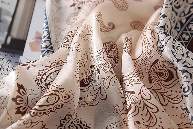 Image of Floral Printed Silk stole | silk Scarf for Women | stylish silk stole for women | Soft Lightweight Stole, Shawl & Neck Wrap | Scarf for Wedding, Party, Travel & Casual Wear