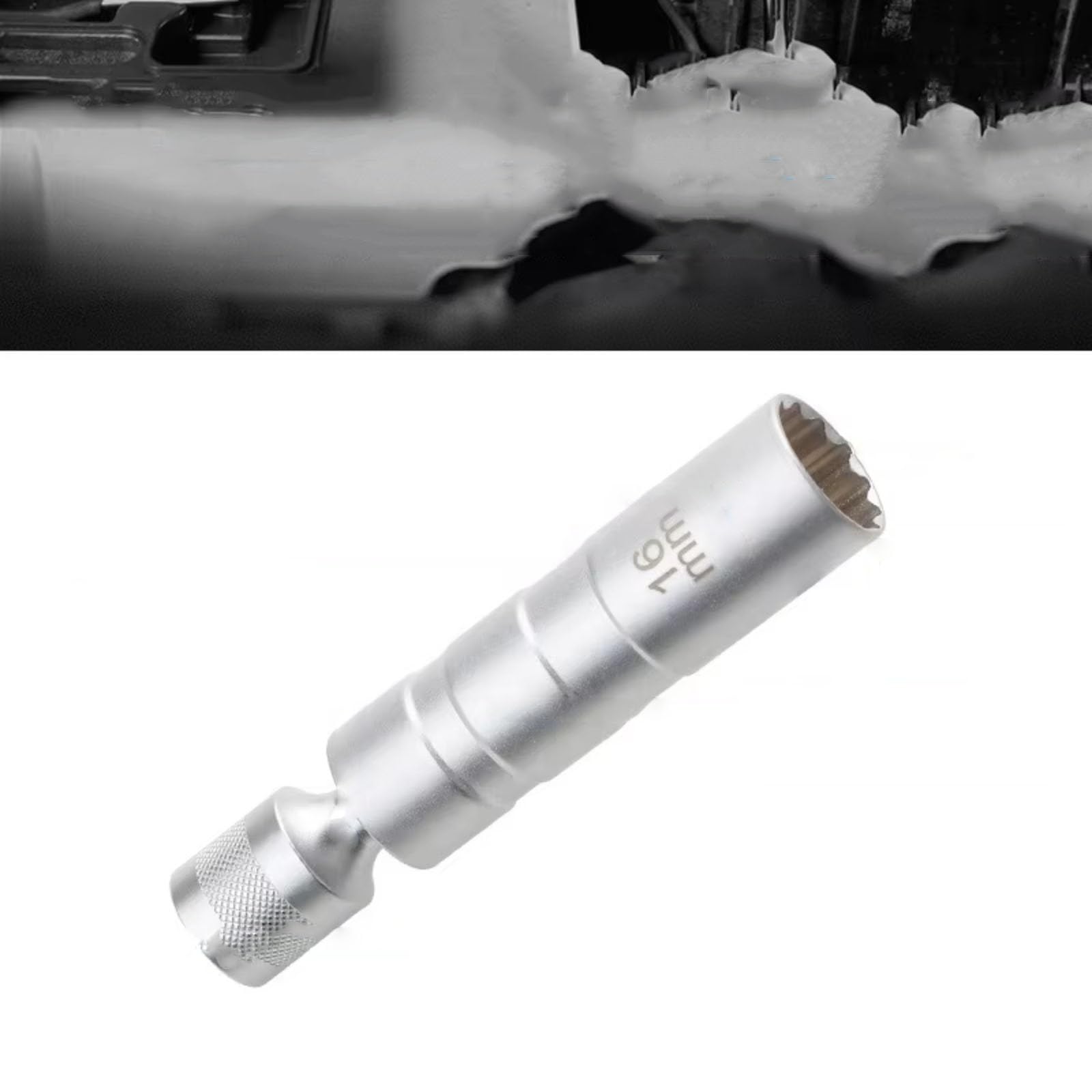 Juego De Adaptador De Llave Enchufe para Bujía Coche Junta Universal con Herramienta Reparación Pared Delgada Flexible Y Magnética Juego de Llave para Bujías