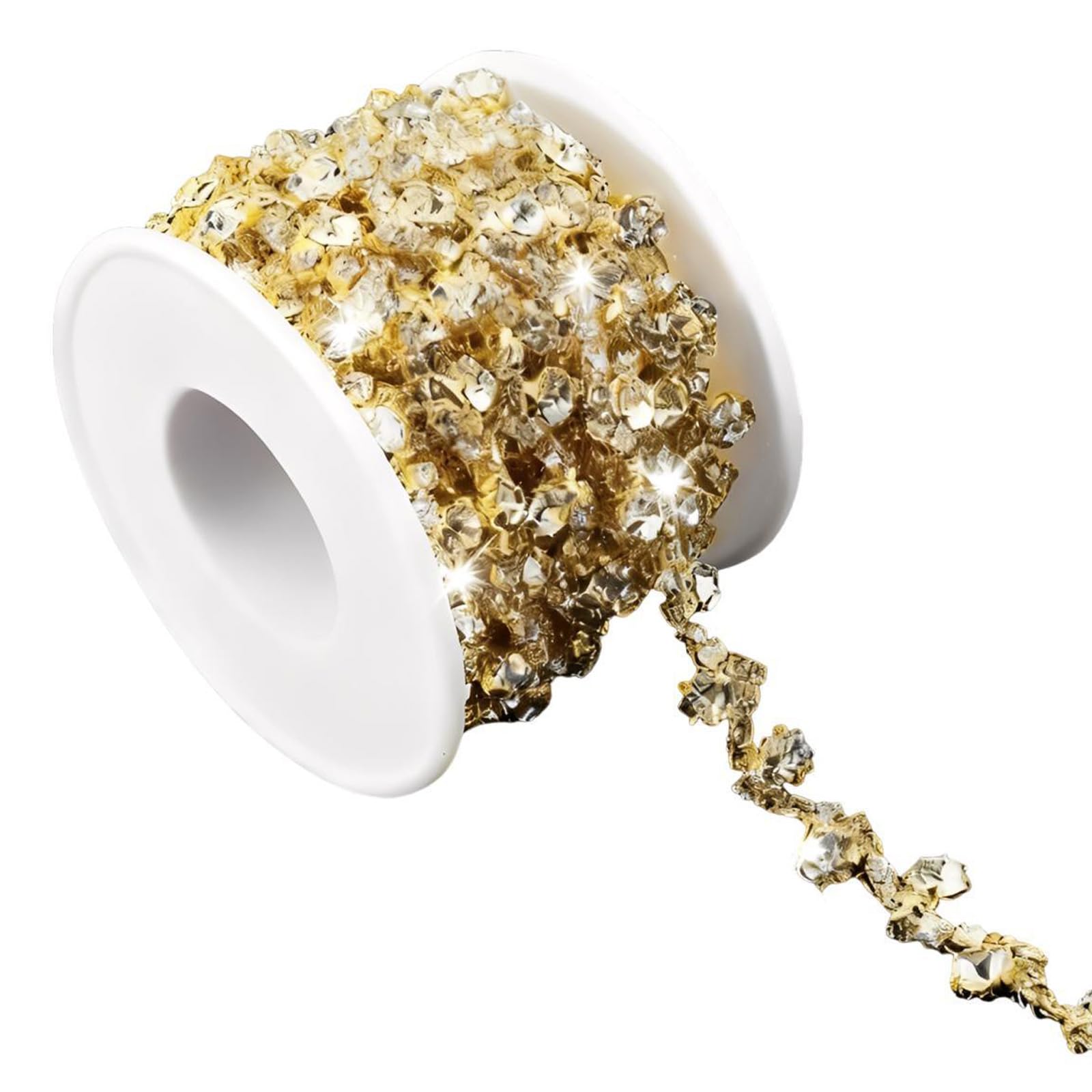Chaîne en strass de verre étincelant avec base dorée élégante pour haute couture
