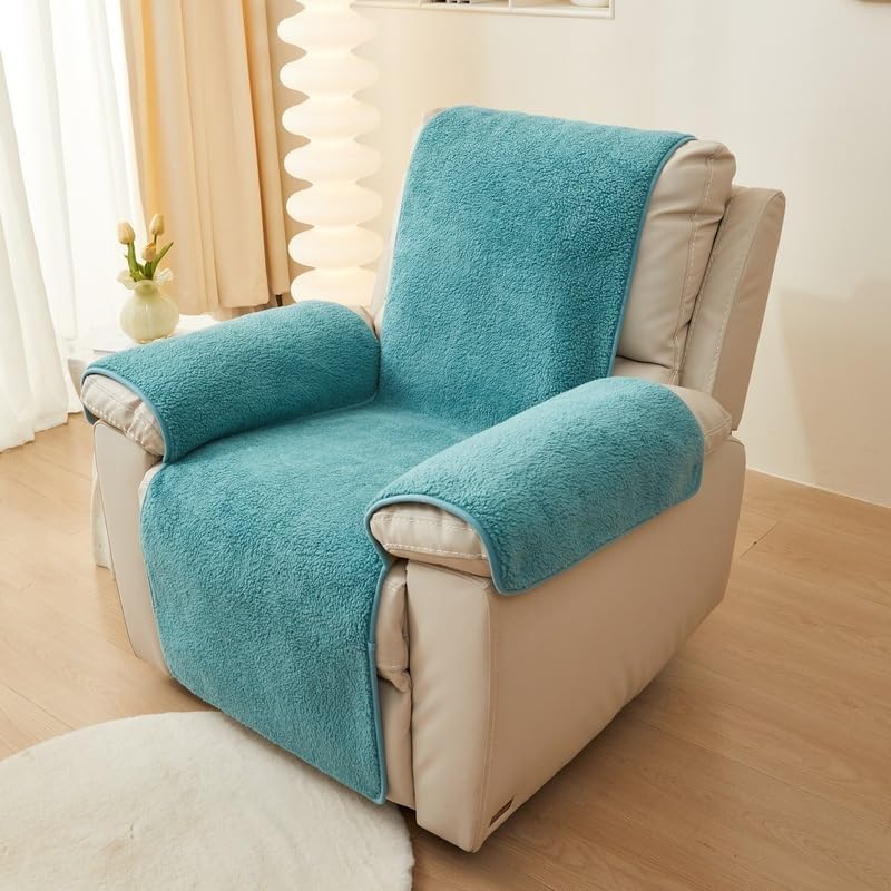 Housse de fauteuil en polaire sherpa premium douce et extensible verte 56 cm