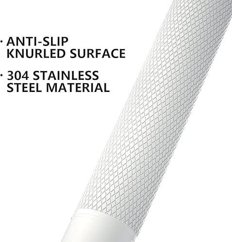 Miniatura 4 de Barra de agarre antideslizante de 24 pulgadas para ducha, color blanco aceitado de 1.25 pulgadas de diámetro, barra de agarre para baño, barra de