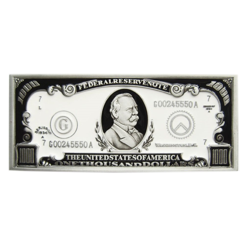 JEAN'S FRIEND Vintage 1000 US Dollar Bill Sculpting Metal Belt Buckle Gurtelschnalle