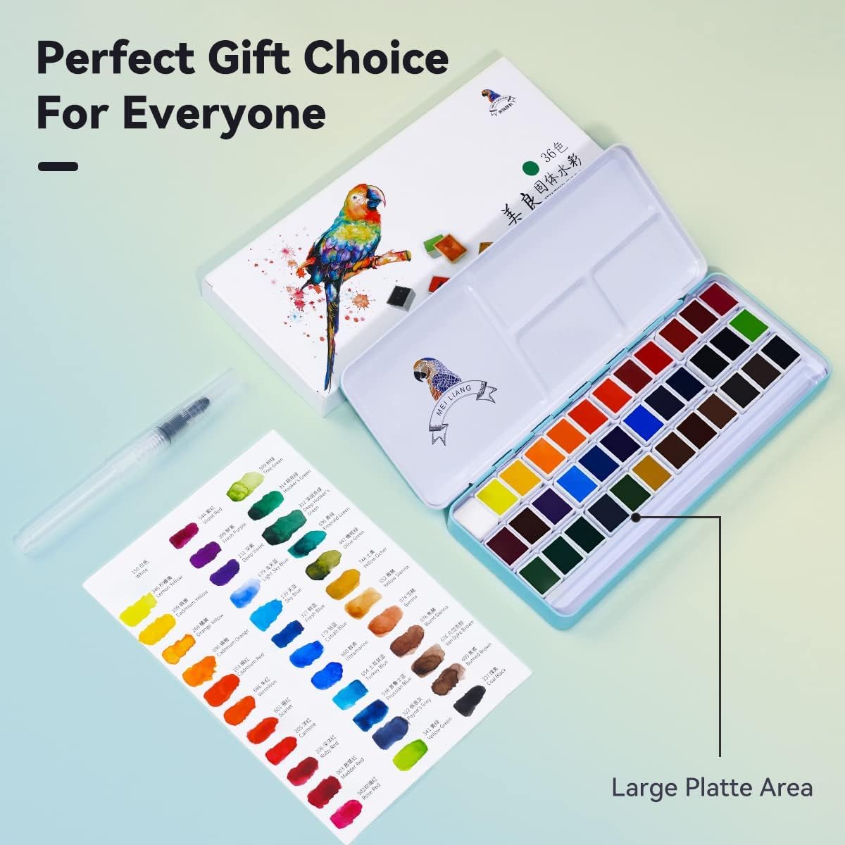 MeiLiang Watercolor Paint Set, 36 Vivid Colors in Pocket Box with Metal Ring and Watercolor Brush, Perfect for Students, Beginners and More - Image 9