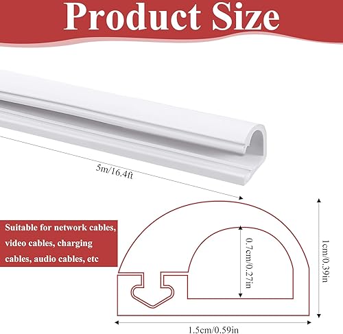 Miniatura 2 de Ocultador de cable lateral abierto de 196 pulgadas para montaje en pared, cubiertas de cable de extensión de TV para cables en la pared, ocultador