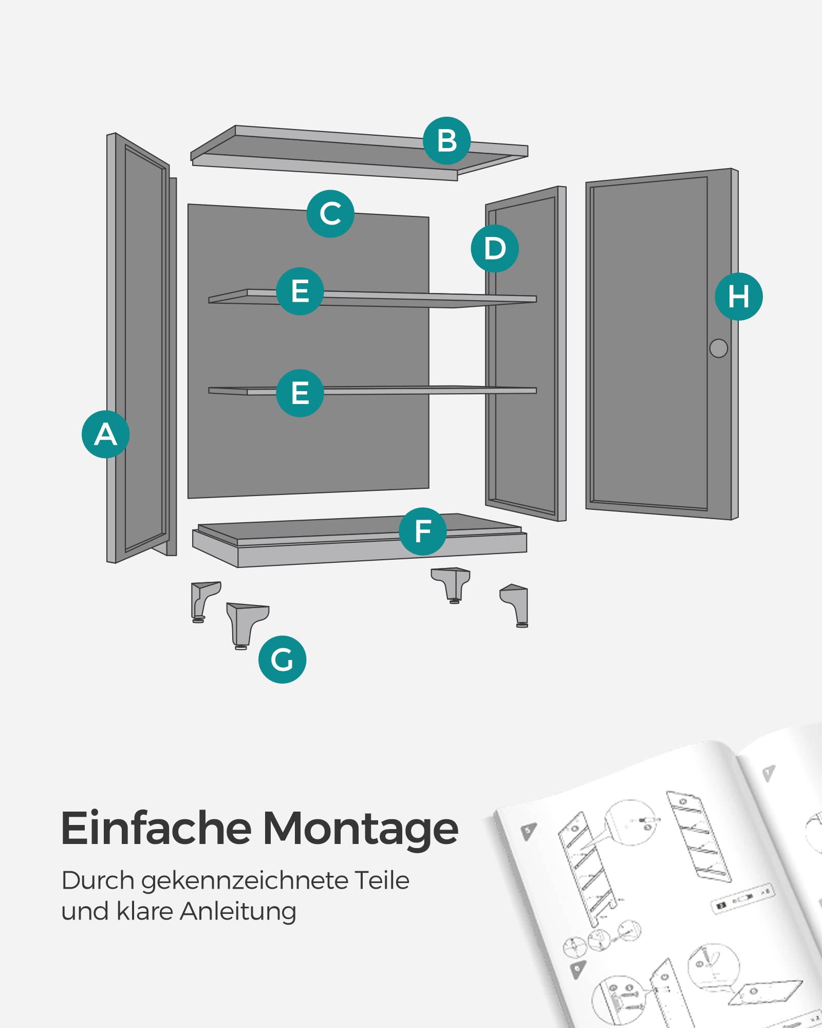 SONGMICS Aktenschrank mit 2 Türen abschließbar aus Stahl Mattschwarz OMC013B01
