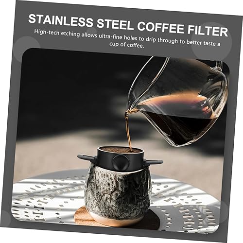 Miniatura 5 de HEMOTON Embudo de goteo de café para verter sobre el gotero de café, filtro de café de acero inoxidable con base, gotero de cono con taza extraíble,