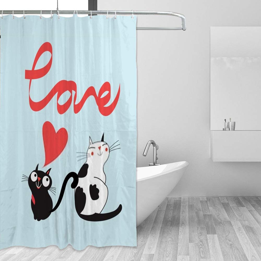 Rideau de douche noir et blanc tissu polyester anti moisissure 60x72