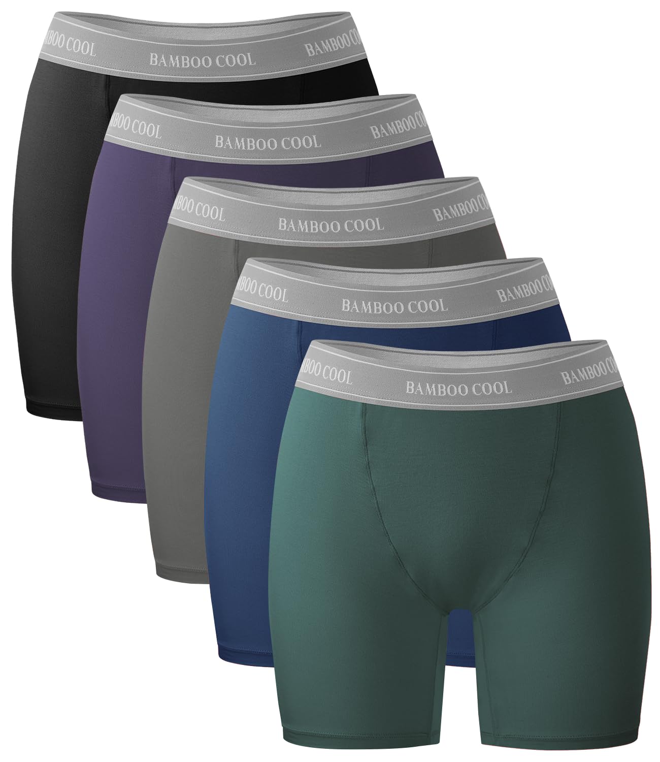 BAMBOO COOL Womens BoyShorts Underwear Full Coverage Ladies Panties High Waisted Boxer Briefs Breathable Stretch 5 Pack