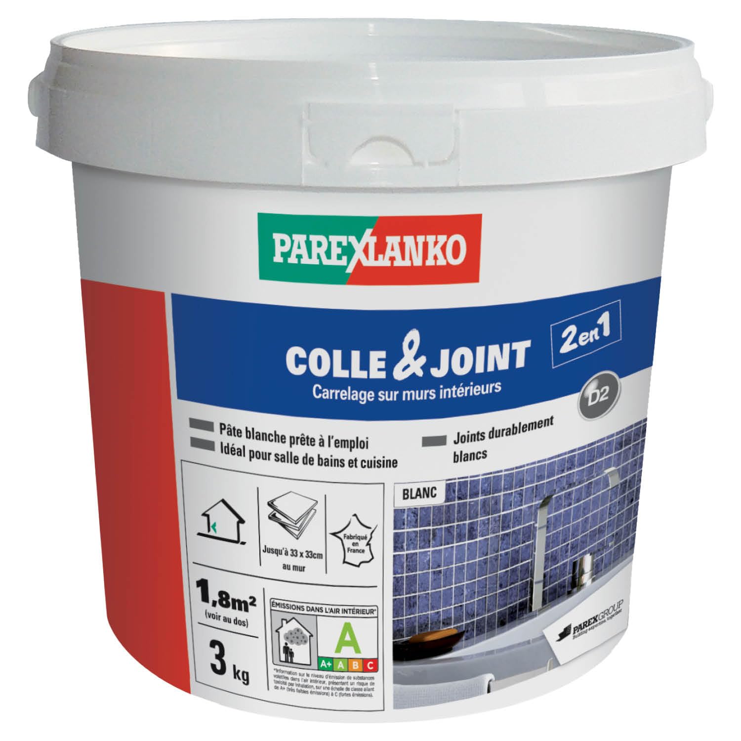 Colle carrelage et joint en pâte blanc mur intérieur 3kg