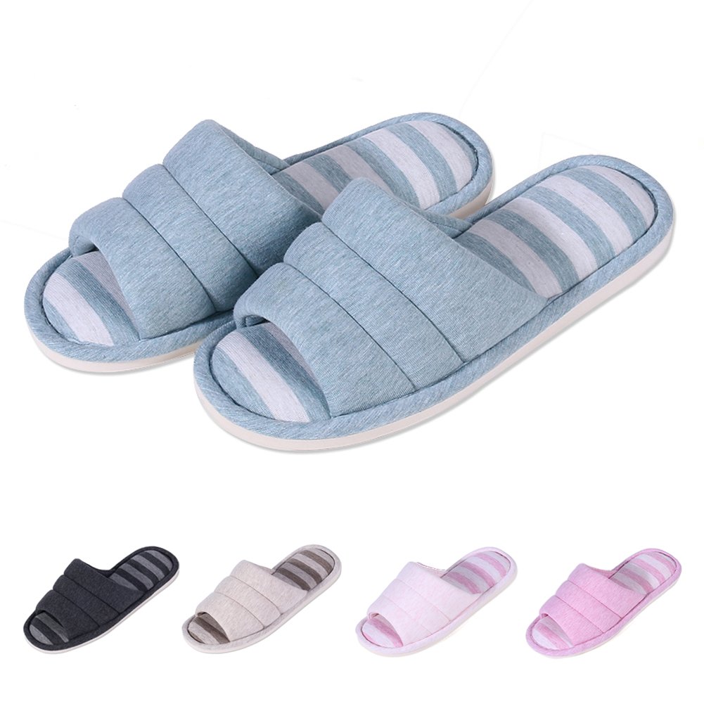 shevalues Women's Soft Indoor Clog Slippers Open Toe Cotton Memory Foam Slip on Indoor Shoe House Slipper
