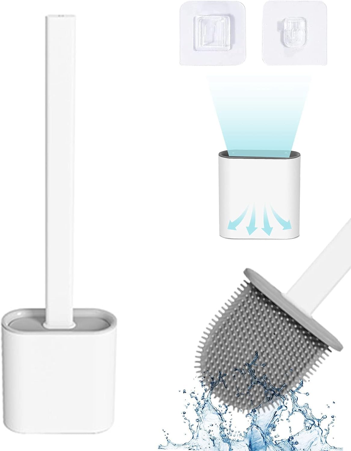 Toilet Brush with Stand Silicone Flex Toilet Brush Bathroom Cleaning Supplies Household Cleaning Tools,Toilet Brushes for Western Toilet, Toilet Brush with Holder Stand. 4