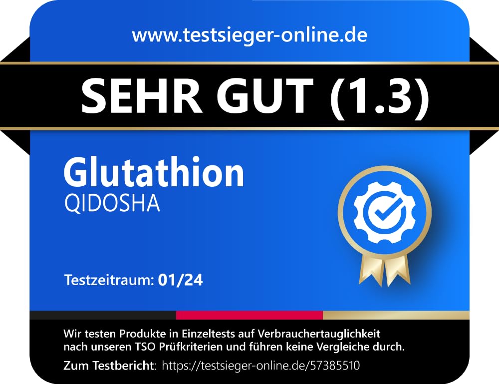 glutathion testsieger QIDOSHA® L reduziert 500mg je Kapsel, 01/2024*, 120 Stk im Apothekerglas, L-Glutathion Kapseln hochdosiert, natürlich aus Fermentation Drogerie & Körperpflege sunscreen for face