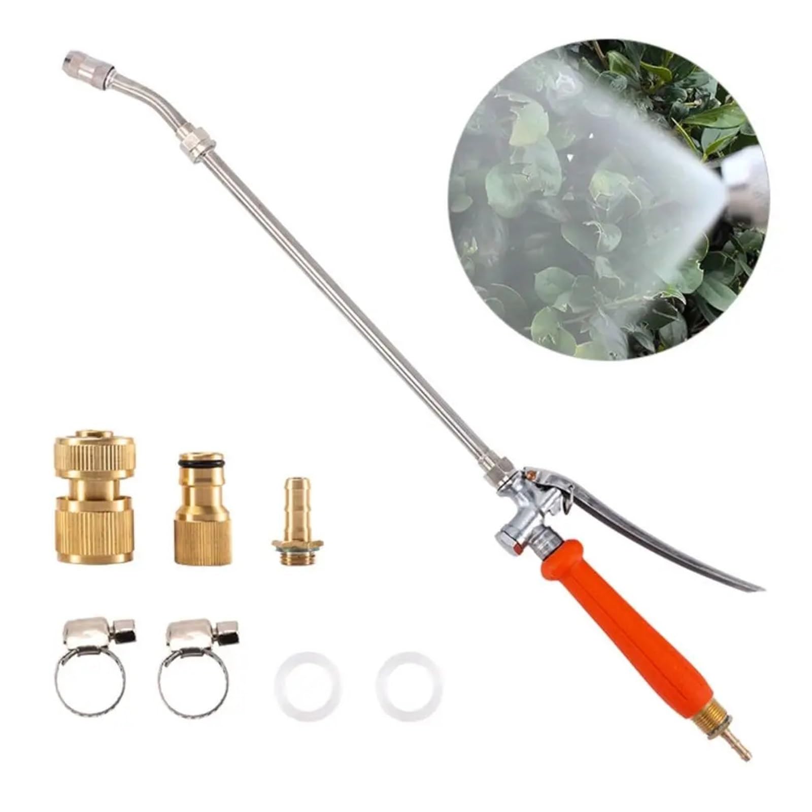 Pulverizador de Boquilla Larga for el hogar, Varilla extensión, Columna Agua, Modo Niebla, Cabezal pulverización, telescópico Ajustable Acero Inoxidable Adecuado para Jardines y azoteas