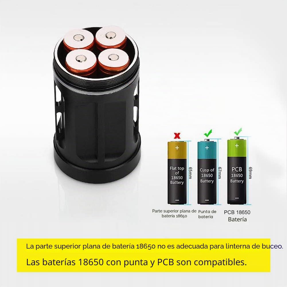 Linterna de Submarinismo (bucear) 18000 IPX8 Encendedor de Luces sumergibles de 500M LED Submarino de Linterna para deportes Submarinos al aire libre