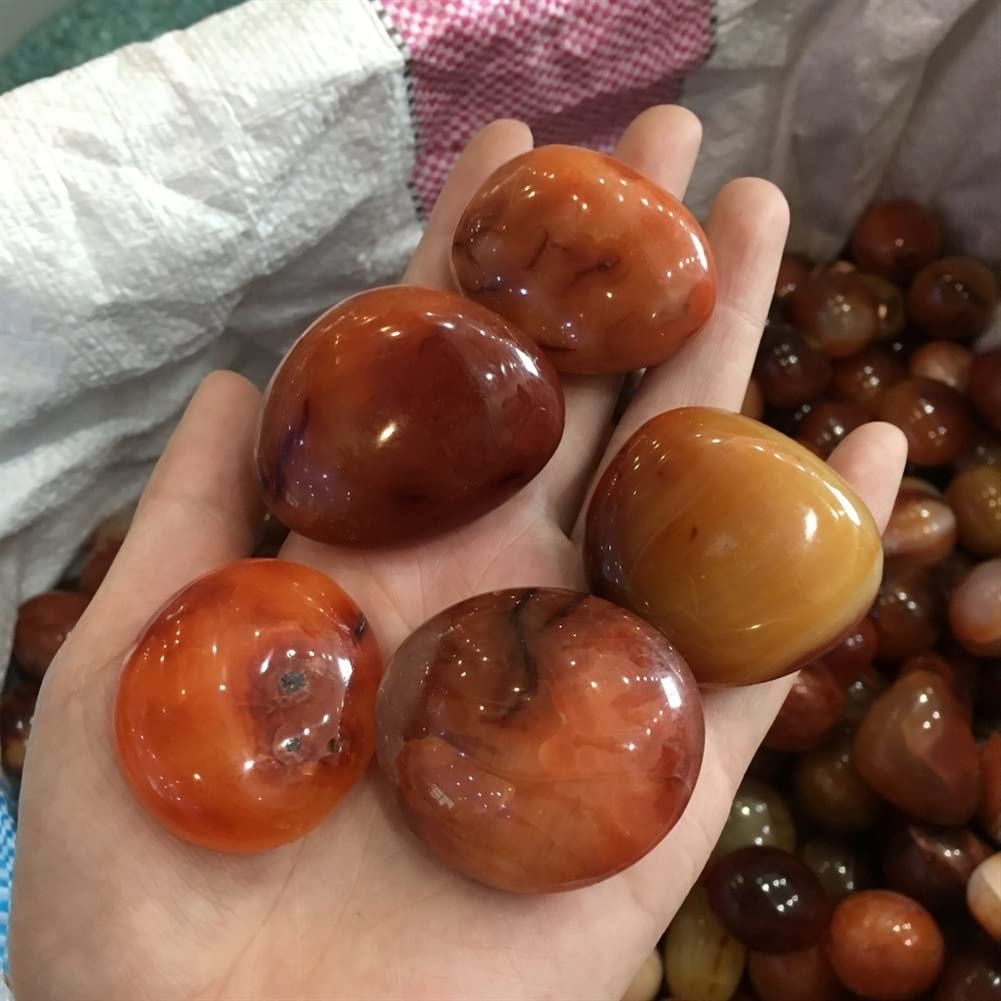 PEKMAR Esemplare guarito 2 Pezzi di Diaspro Rosso Naturale Pietre burattate e Gioco di Palma Cristalli di Rocca Pietre preziose di Agata for la Decorazione dell'acquario Come Regalo