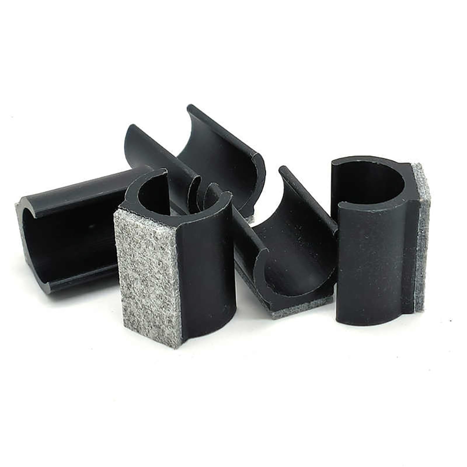 Fieltro Adhesivo Almohadillas for pies de Muebles Fundas for Patas sillas | Tapas de abrazaderas de tubo de protección de piso en forma de U antideslizantes de goma de fieltro(Black-25mm,24Pcs)