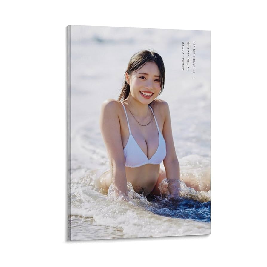 ピンク水着の美人キャラクター色鉛筆画 Amazon.co.jp: 高鶴桃羽かわいいセクシービキニ水着ポスター画像