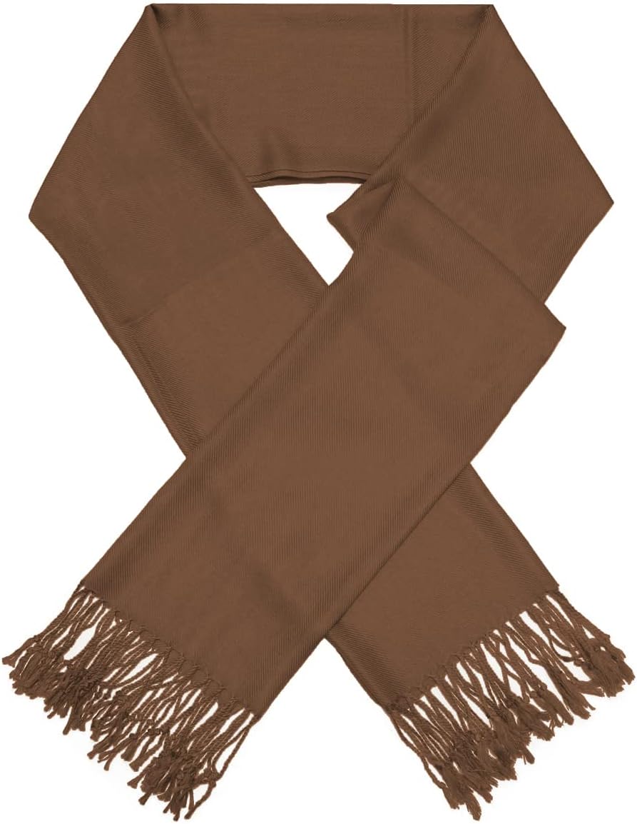 Glory Max Women Large Soft Silky Pashmina Shawl Wrap Scarf in Plain Solid Colors - Image 2