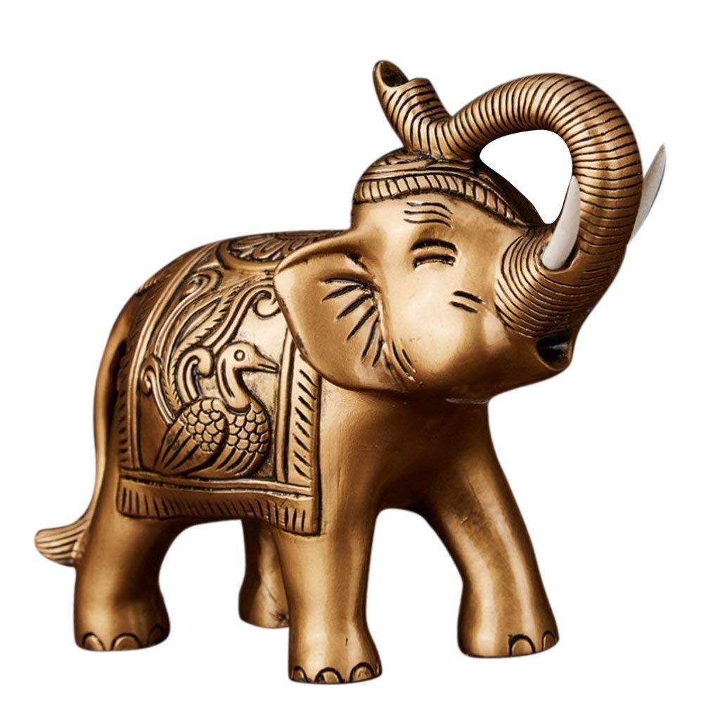Tubayia Copper Resin Elephant Figurines Statue Sculpture Mascot Table Decoration For Feng Shui Decoration Home Decor