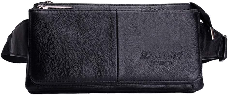 Hebetag Leather Fanny Pack Waist Pouch for Men Women Outdoor Travel Sports Hunting Hiking Camping Casual Hip Bum Belt Cell Phone Purse Wallet Pouch, Black