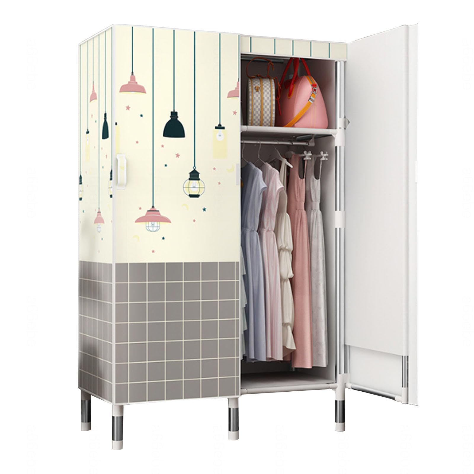 UYSELA Guardaroba,Armadio Pieghevole in Tessuto,Guardaroba Portatile in Tessuto,Organizzatore per Armadio con aste sospese,Organizzatore per Vestiti,C-85 x 50 x 172 cm