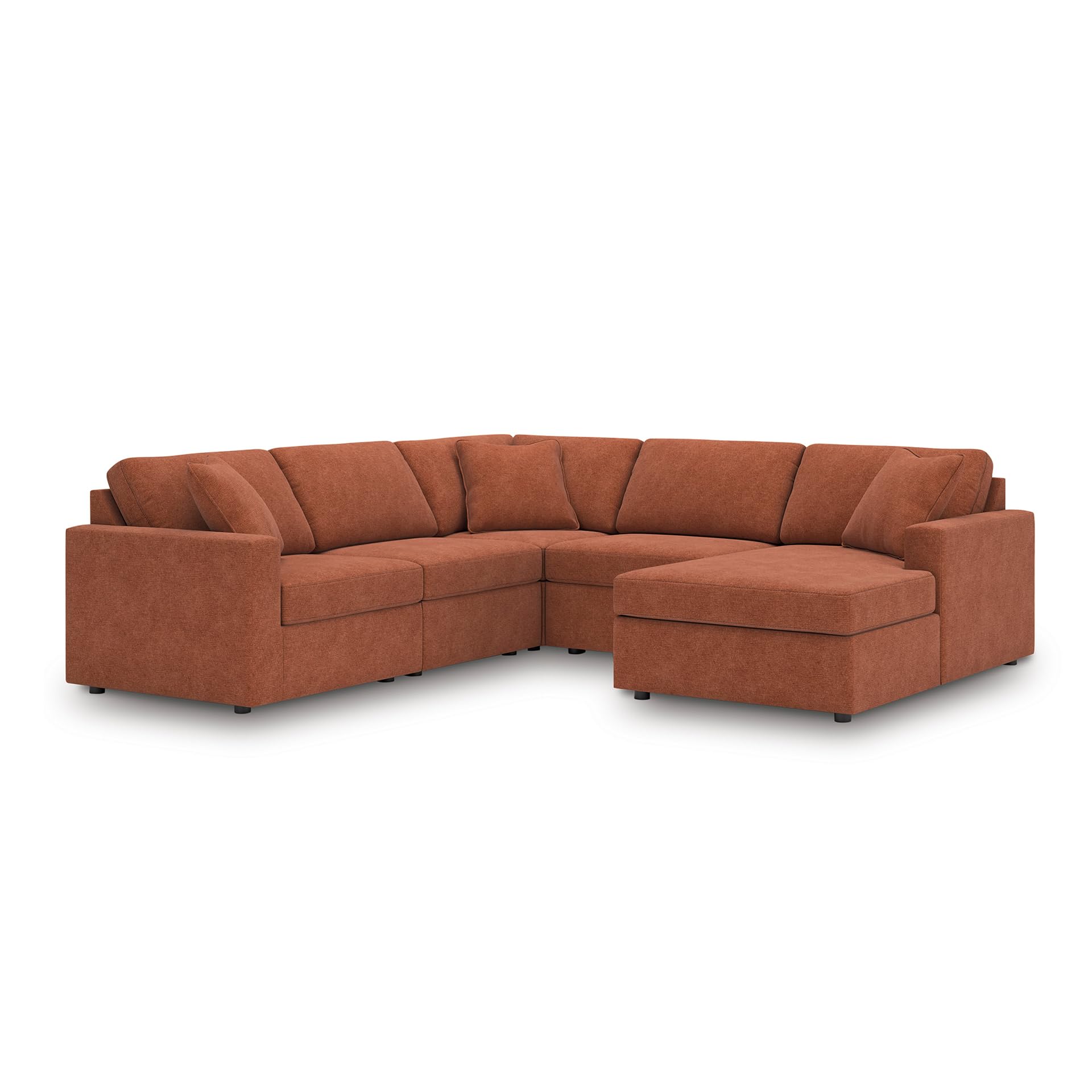 Signature Design by Ashley 5 Seater Sectional Couch with Chaise, Spice