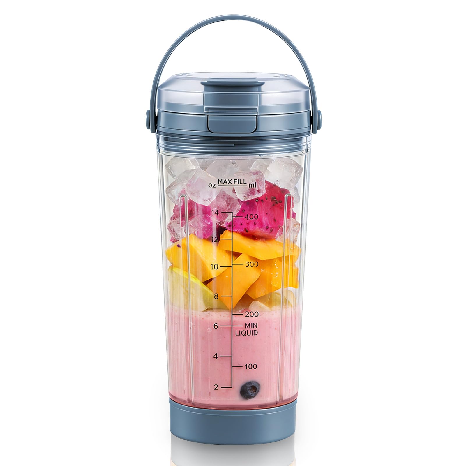 Mixgefäß kompatibel mit Ninja Blast Tragbarer Mixer, 530ml Mixbecher mit Trink- und Auslaufsicherer Deckel für Ninja Blast BC151EUBK/BC151EUNV/BC151EUPR/BC151UKEUGV (Blau)