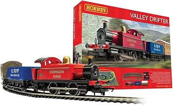 Hornby R1270M Valley Drifter Train Set - Analogue OO Gauge Model Railway, Includes 1x 0-4-0 Steam Locomotive, Open Wagon, 4 wheel Coach & Track - Starter Electric Model Train Sets - 176 Scale
