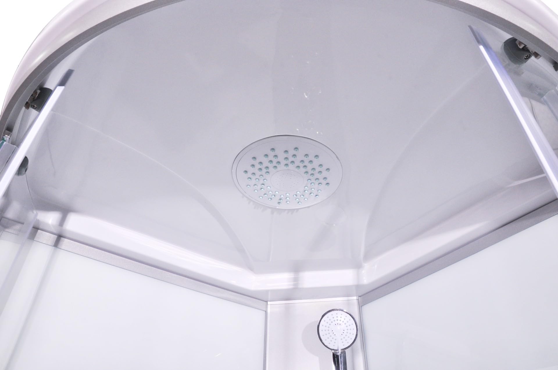 Cabina de ducha completa Punto blanco 90 x 90 x 215 cm – con cabezal y alcachofa de mano, chorros de masaje, cristal de seguridad, ducha completa