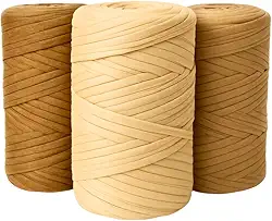 SYMEON Kit 3 Fio De Malha Ecológico 85% Algodão Espessura Média Crochê Tricô Artesanato 1,5kg 240m (Tons de Bege)