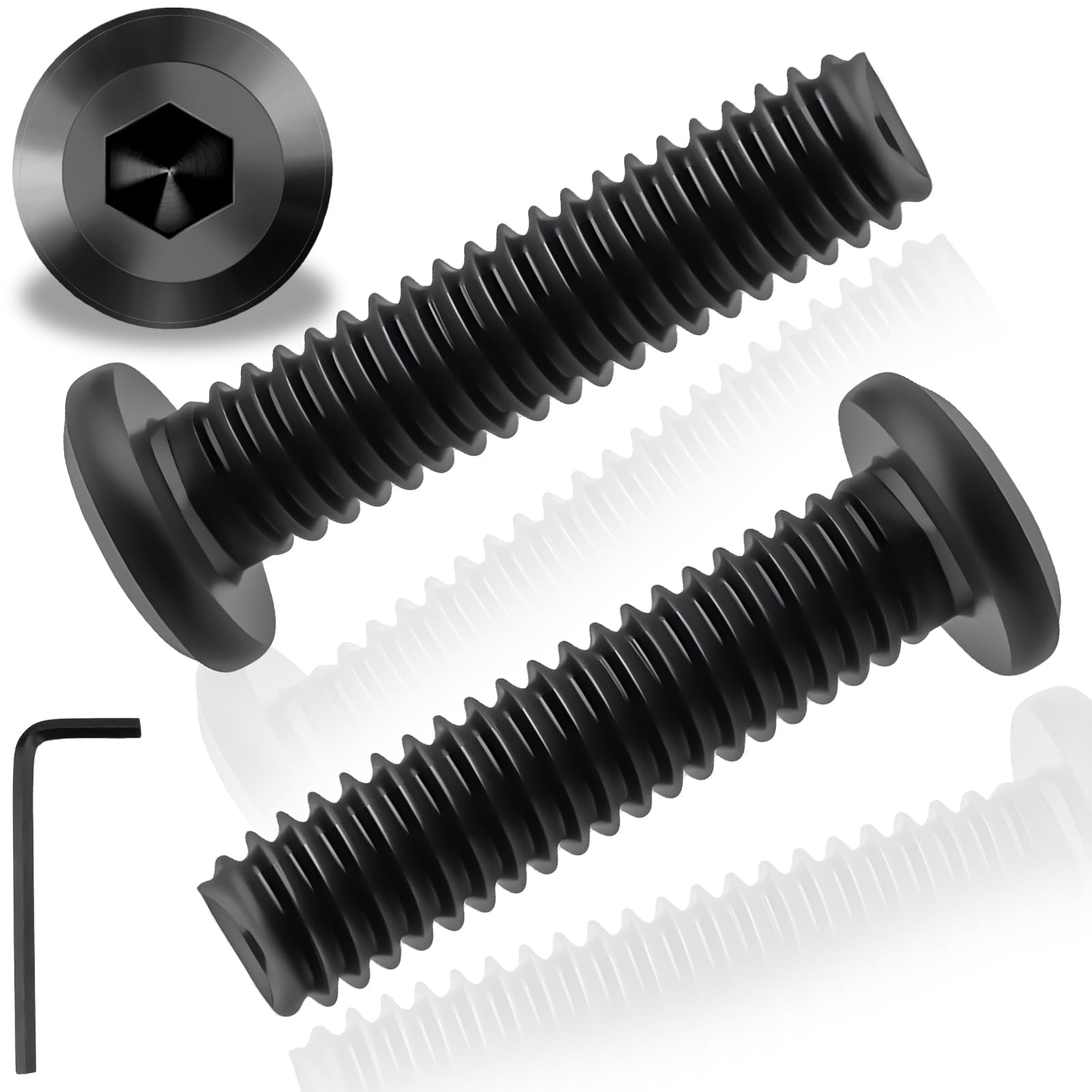 Pyroclasia M6 Black Bolt 20 Pcs M6 x 30 mm Flat Head Hex Socket Cap Screws Bolts 304 Stainless Steel Furniture Bolt Ful Thread with Hex Key Black Oxide for Assembly Machinery Industry