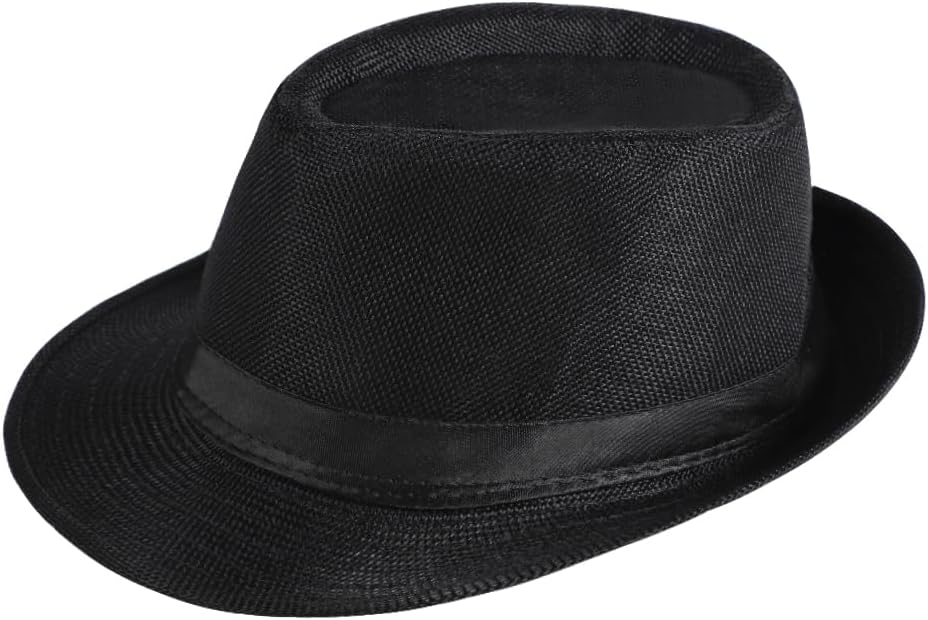 Men's Short Brim Fedora Hat Summer Breathable Straw Trilby Homburg Hat Jazz Derby Cap Women Foldable Panama Gatsby Sun Hats