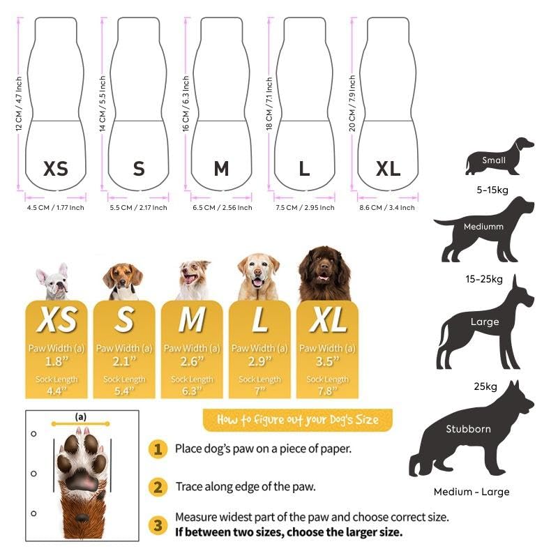 Image of AutoStory 4 Pcs Non Slip Dog Cotton Socks to Prevent Licking Paws, Double-Sided Grip Anti-Skid Paw Protectors for Hardwood Floors,Hot /Cold Pavement Traction Control for Small Medium Large Dogs - (M)