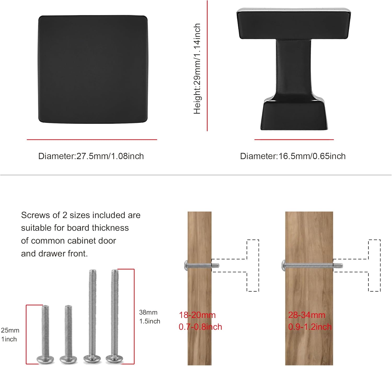 TUNNY 10 Pack Cabinet Knobs-Single Hole Matte Black Drawer Handles Kitchen Cabinet Handles Drawer Pulls Kitchen Cabinet Hardware Bedroom Cabinet Pull