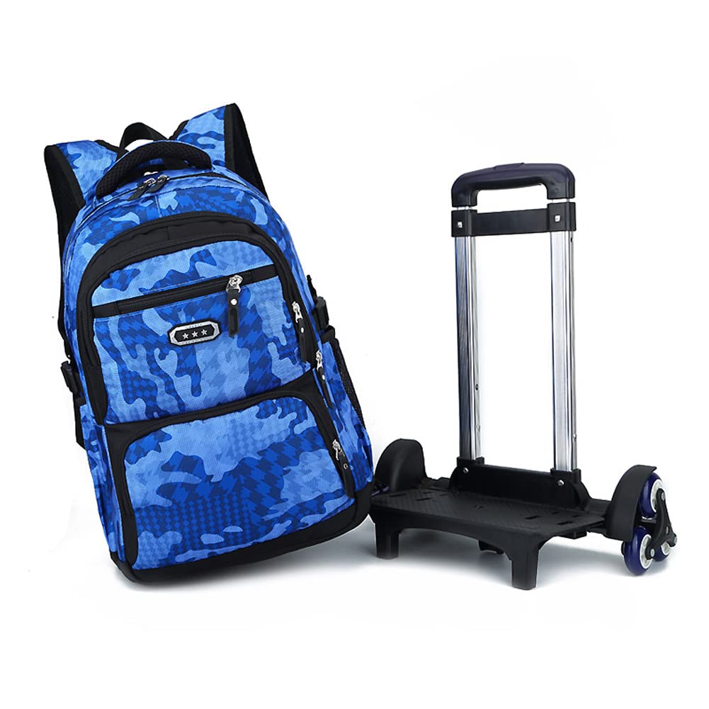 Zaino Scuola Trolley Zainetti per Bambini Zaino con Ruote Ragazzi Borse da Scuola School Bag Viaggio (Blu Lago)