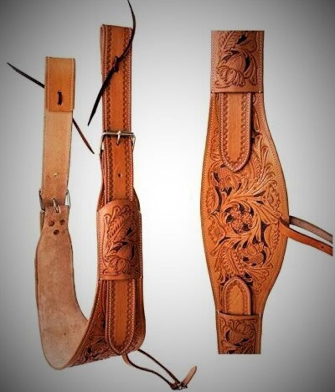 HUMAYL Saddlery Rear Girth Back Cinch Strap Western Horse Saddle Bucking Strap Flank Cinch Smooth Leather Size Length: 40 Buckle to Buckle & Width: 2.75 with 2 Buckles, GIRTH22