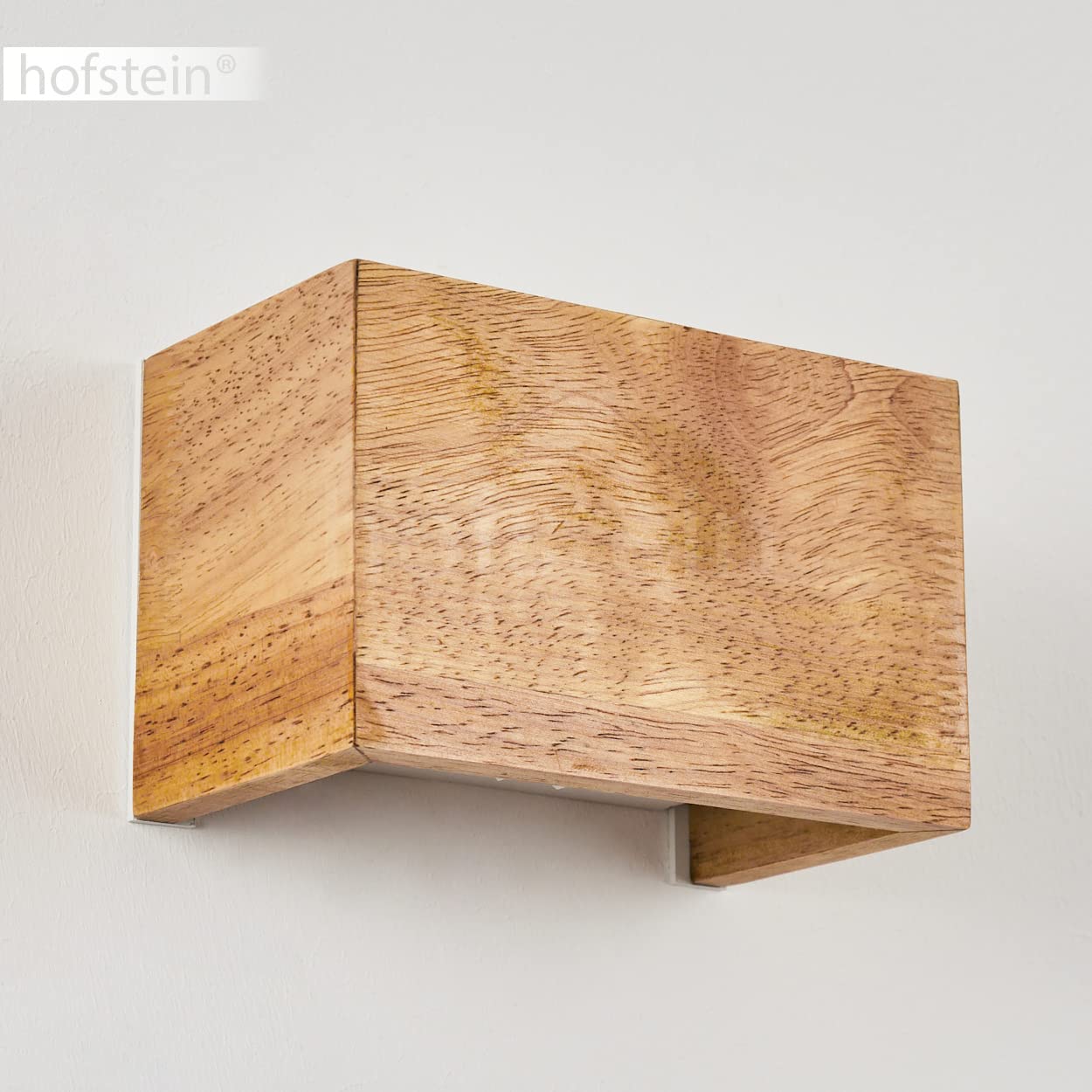HOFSTEIN Wandleuchte Badajoz, Moderne Wandlampe aus Holz/Metall in Natur/Weiß, Indirekte Beleuchtung, eckige Leuchte mit verschiedenen Up & Down Lichteffekten im skandinavischen Design, 1-flammig G9