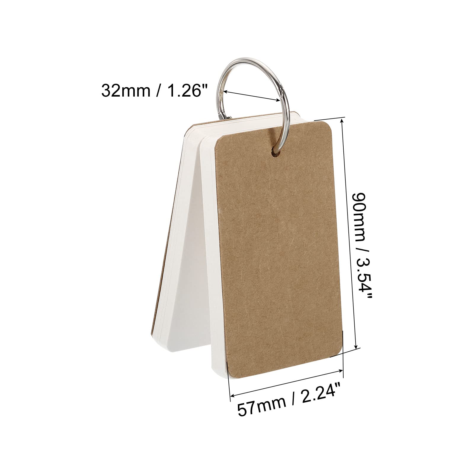 PATIKIL 3.5" x 2" Blank Flash Cards with Rings, 500 Pack Study Cards Index Cards Note Card Pre Hole Punched for Learning White - Image 2