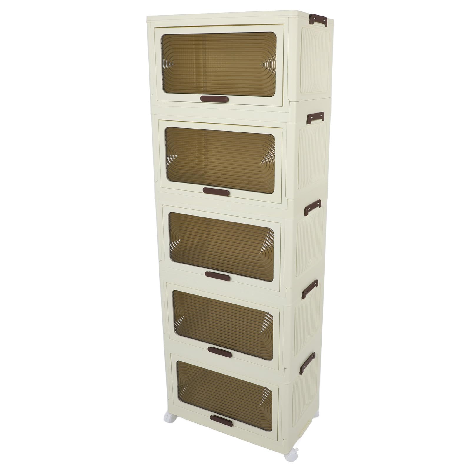 Contenitori impilabili con coperchio, resistenti, pieghevoli, per camera da letto, cucina, bagno, organizzazione, 17 pezzi (5 ripiani)