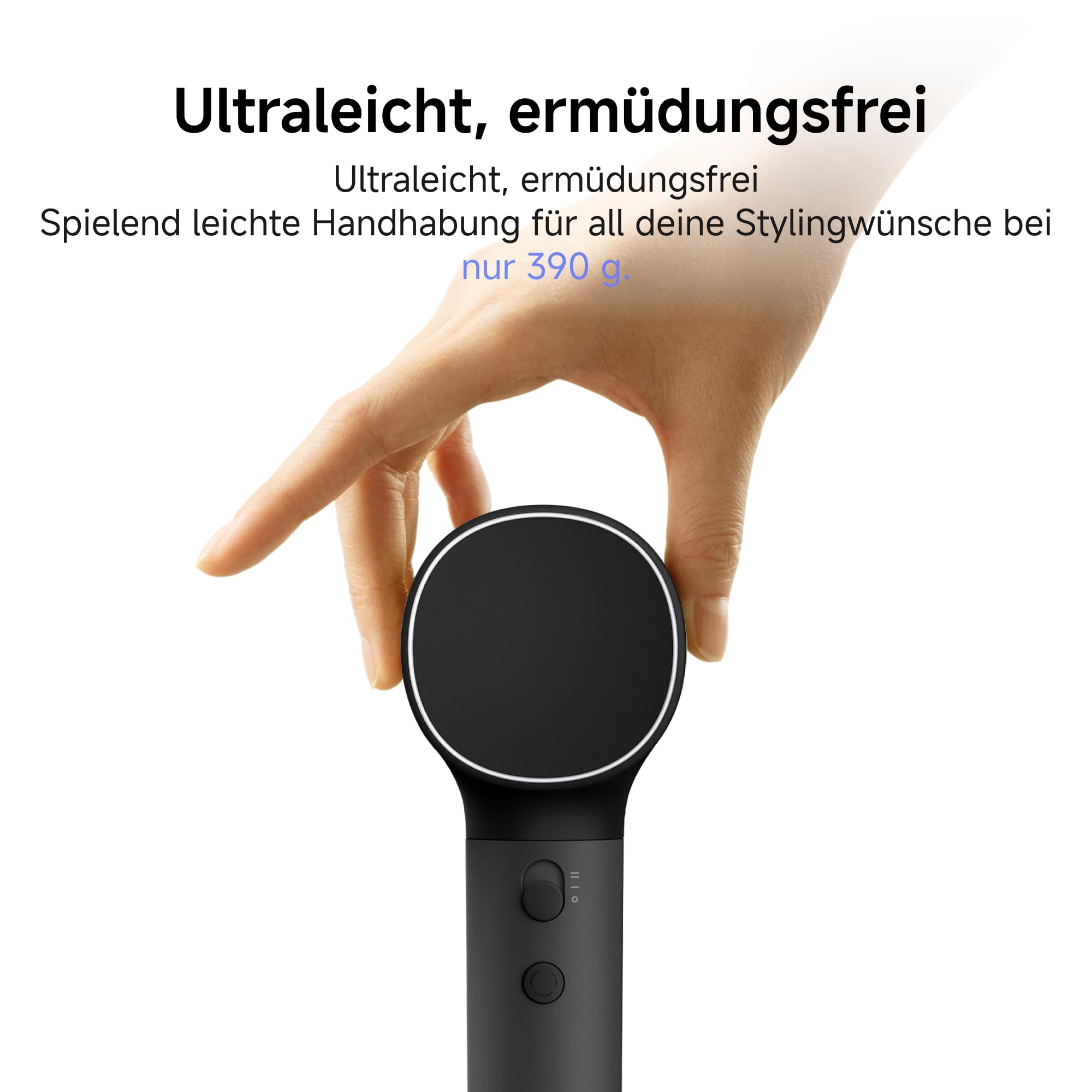 Laifen Neo Haartrockner, 22 m/s Hochgeschwindigkeits-Föhn mit 110.000 U/min Motor, 390 g Leichtgewicht, 59 dB Leise, 200 Millionen Negative Ionen, inkl. Diffusor & Glättungsdüse (Shadow-Schwarz)
