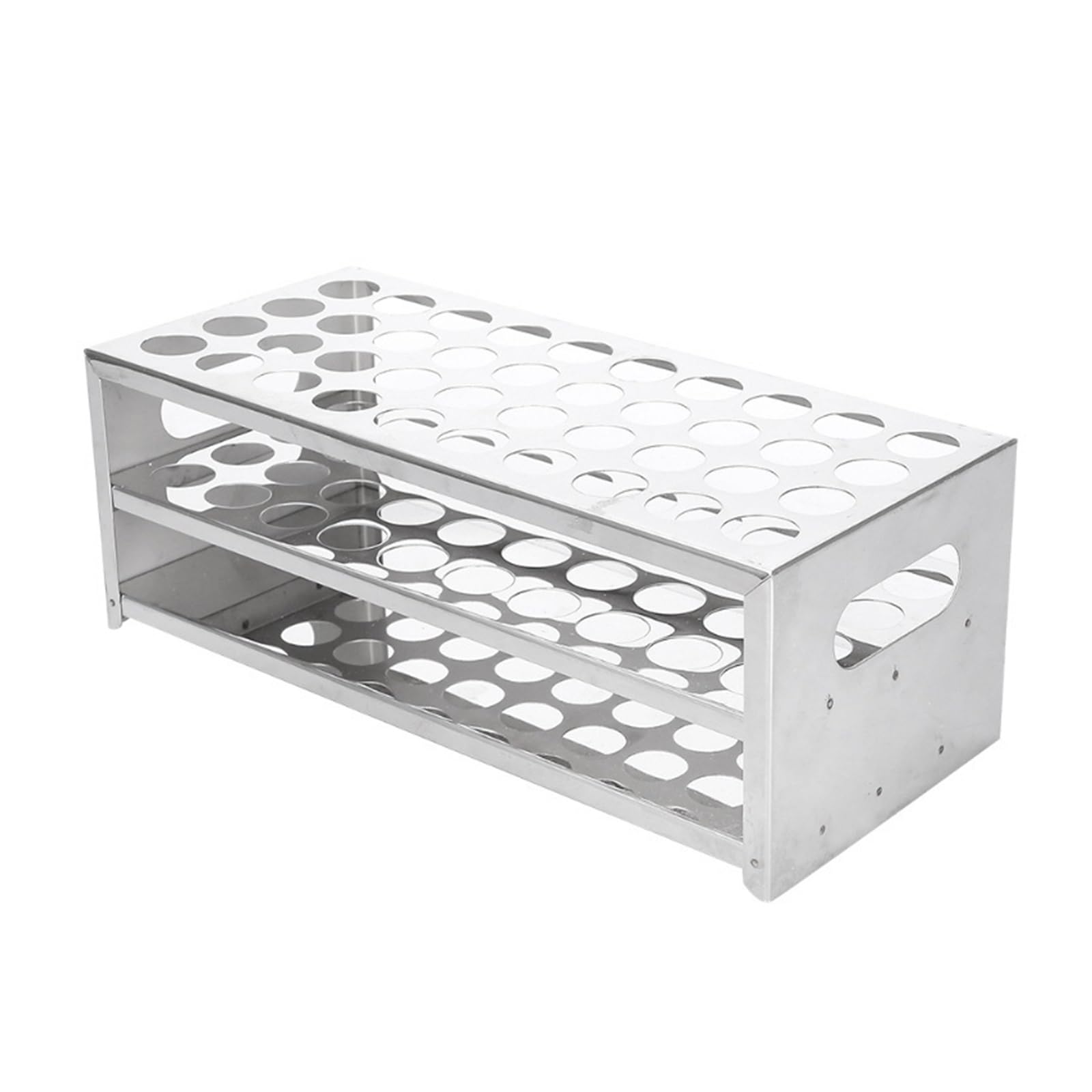 Reagenzglasgestell 40-Loch-Röhrchenständer, doppelschichtiger Reagenzglasständer aus Edelstahl, 304-Stanzplatte