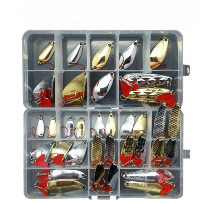 Nema NM Fishing Spoons Lure Bass Spoons Spinners Bait Metal Tackle Set - 35 Pcs