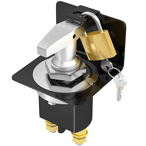 Joinfworld Interruptor de desconexión de batería de 500 A 12 V con placa de bloqueo, interruptor de apagado resistente, aislador de mango fijo para