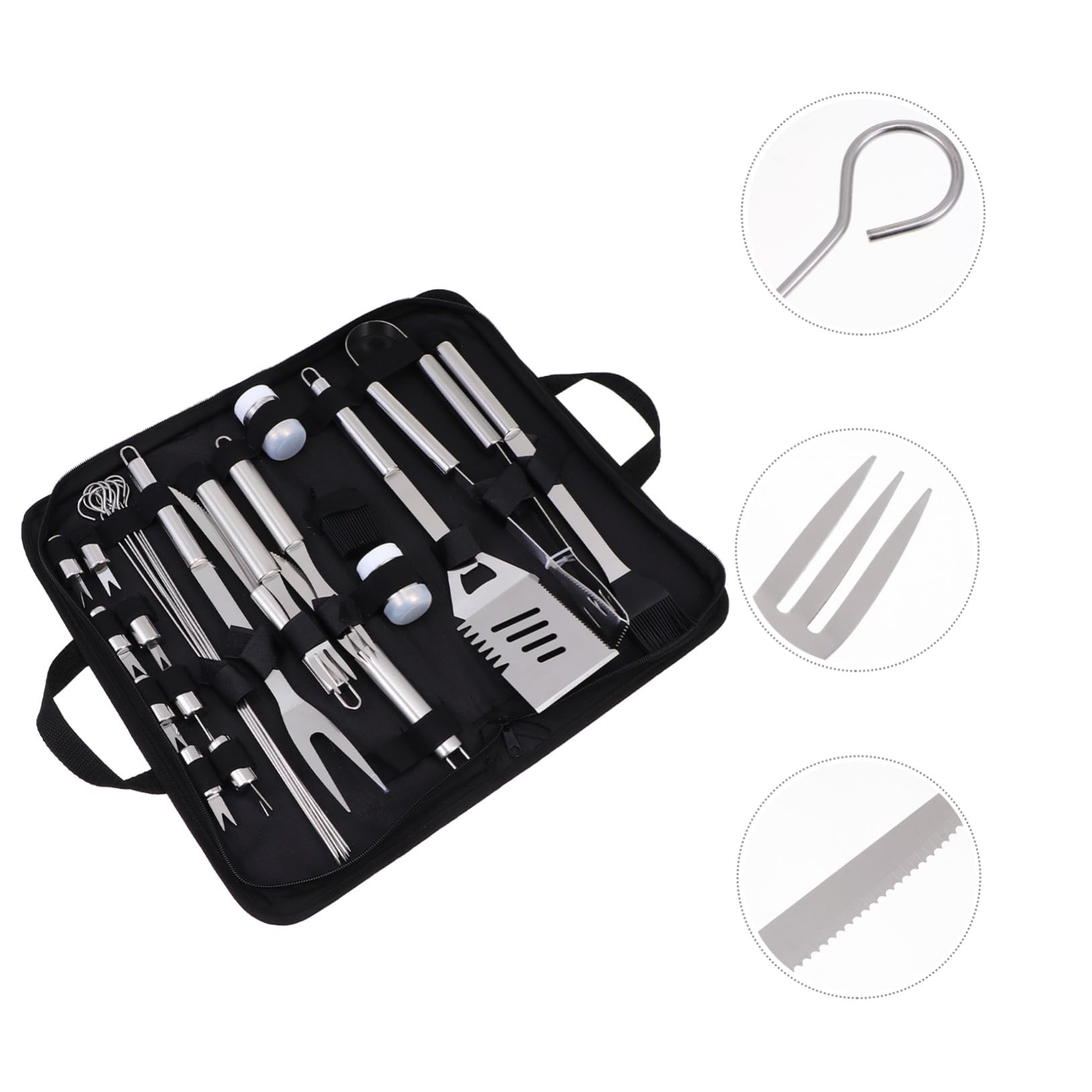 BESTonZON Kit Utensili Barbecue All Aperto in Acciaio Inossidabile Di Attrezzi Per Grigliate Forchetta Taglierino Spazzola Pala Per Bbq Casa e Esterno