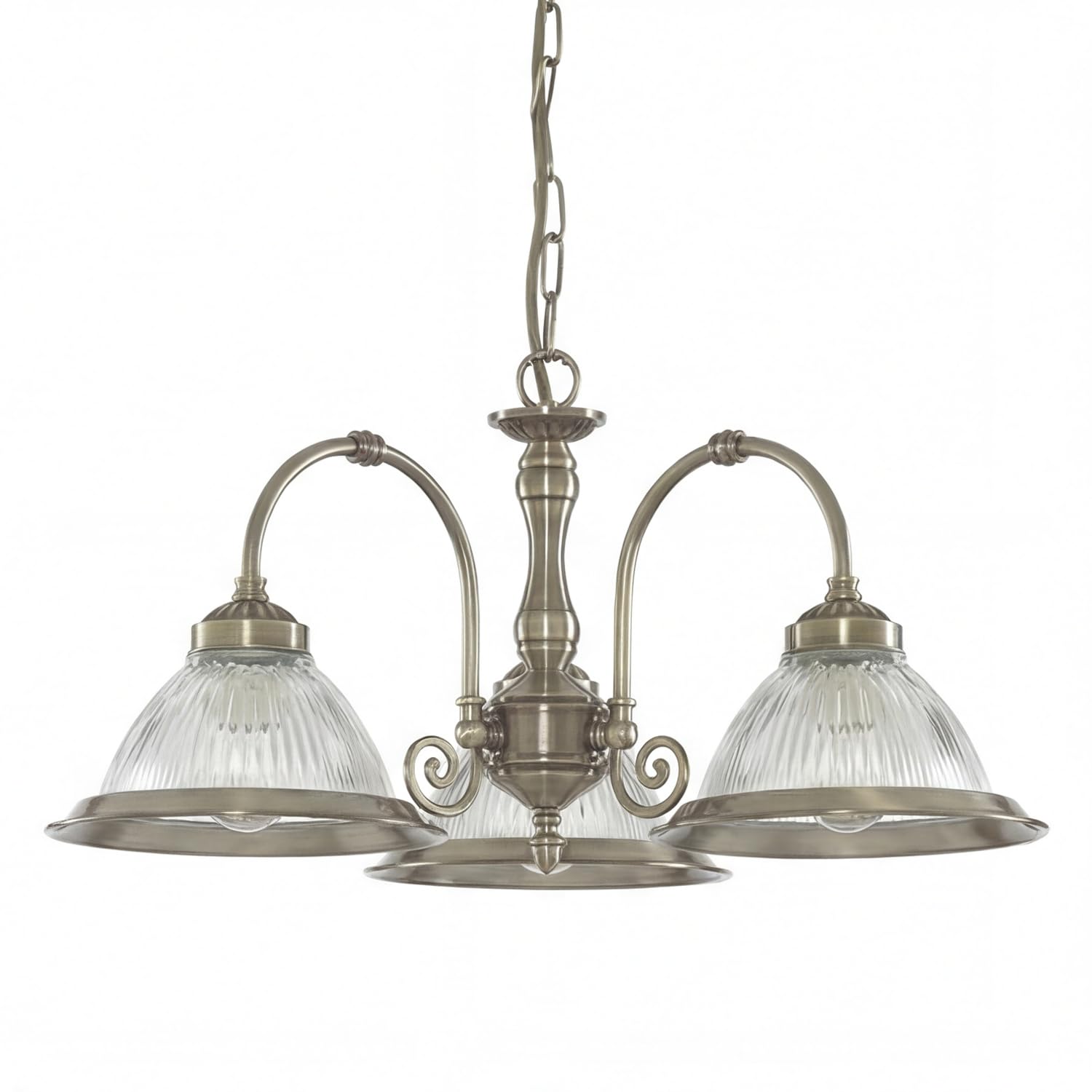 Licht-Erlebnisse Hängelampe Jugendstil, Glas Metall, in Messing, B: 62 cm, 3-flammig, E27, Esszimmer, Wohnzimmer, Küche, elegante Pendelleuchte Esstisch